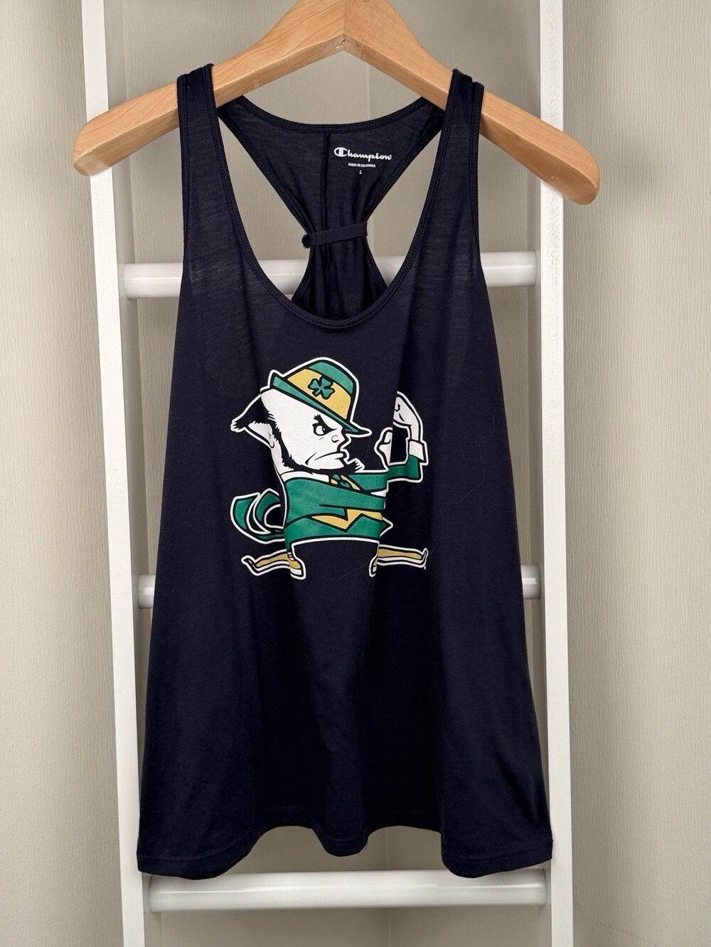 Notre Dame Athletic Knit Tank Top Champion Womens L Navy Racerback Activewear EC - Picture 11 of 11